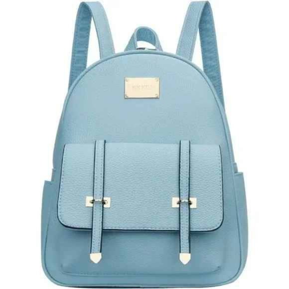 Women Small Backpack Purse Convertible Leather Z-blue M